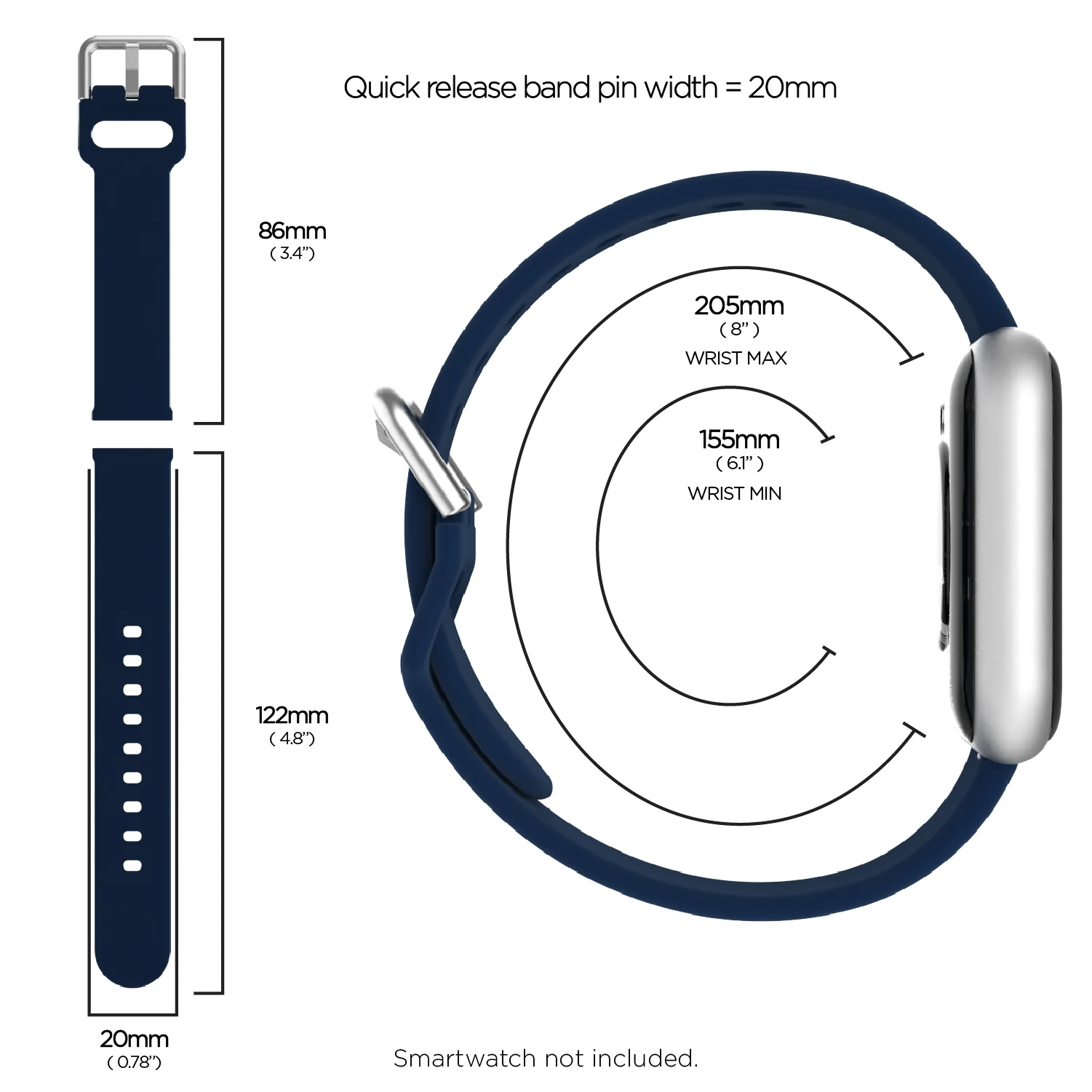 iTouch Air 3 40mm/Sport 3/Sport 4 Extra Interchangeable Strap: Blue/Black Buckle - Image 6