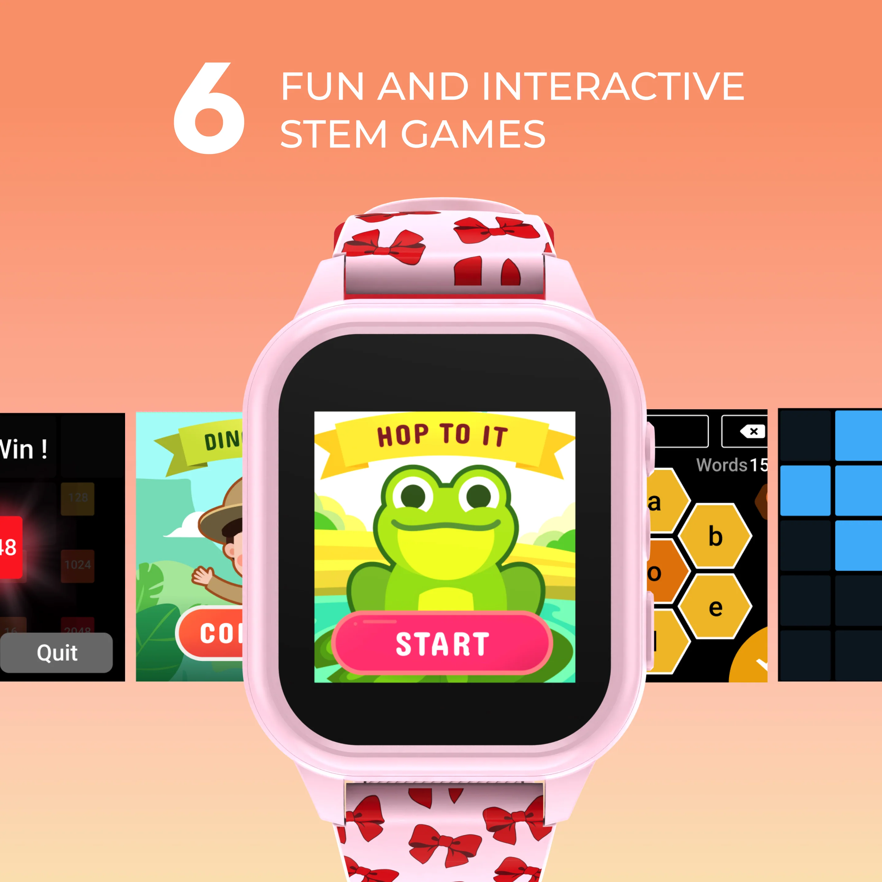 Playzoom 4 Go Kids Smartwatch and Bluetooth Headphone Bundle in Pink/Red Bows - Image 5